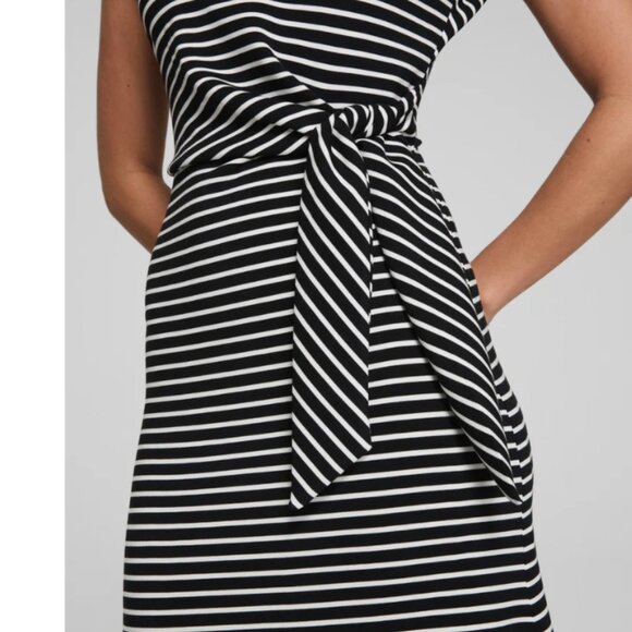 NWT SPANX AirEssentials Tie-Waist Maxi Dress in Very Black Stripe Size Small - Picture 4 of 14